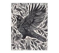 Artery8 Wild Black Raven in Flight Painting Magic Gothic Living Room Unframed Wall Art Print Poster Home Decor Premium