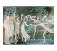 Artery8 Unframed Wall Art William Blake Oberon Titania Puck With Fairies Dancing Painting - 12X16 Inch