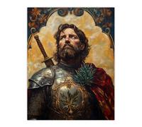Artery8 William Wallace Thistle Art Nouveau Portrait Wall Art Print in Mustard | Size: W12" x H16" Artery8 Mustard W12" x H16"