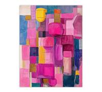 Artery8 Unframed Wall Art Wine Lover Drinks Pink Abstract Cubist Still Life - 12X16 Inch
