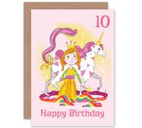 Artery8 Unicorn Princess Magic 10th Birthday Greetings Card in Pink Artery8 Pink
