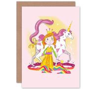 Artery8 Unicorn Princess Magic Greetings Card in Pink Artery8 Pink