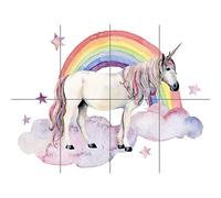 Artery8 Unicorn Watercolour Rainbow XL Giant Panel Poster (8 Sections)