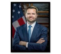 Artery8 United States 50th Vice President JD Vance Portrait Man Cave Art Print Framed Poster Wall Decor 12x16 inch