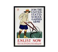 Artery8 United States School Garden Army Framed Canvas Wall Art Print E Penfield in White | Size: W24" x H32" Artery8 White W24" x H32"