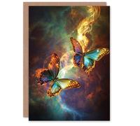 Artery8 Greeting Card Universe String Theory Cosmic Butterflies Dance For Her Woman Birthday Card