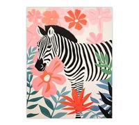 Artery8 Unsuccessful Camouflage Pastel Colour Pink Blue Floral Zebra Portrait Bright Graphic Painting Extra Large XL Wall Art Poster Print
