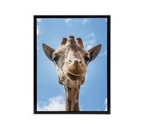 Artery8 Up close look at a giraffe Carol M Highsmith Framed Canvas Wall Art in Blue | Size: W12" x H16" Artery8 Blue W12" x H16"