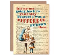 Artery8 Upcycle Alice Wonderland Caterpillar Yesterday Quote Greetings Card Artery8 Multicolor