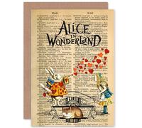Artery8 Upcycle Dictionary Alice Wonderland Greeting Card in Beige Artery8 Beige
