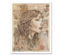 Artery8 Upcycled Music Book Page Singer Portrait Illustration Art Print Framed Poster Wall Decor 12x16 inch