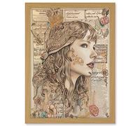 Artery8 Upcycled Music Book Page Singer Portrait Illustration Artwork Framed A3 Wall Art Print