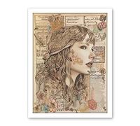 Artery8 Upcycled Music Book Page Singer Portrait Illustration Artwork Framed Wall Art Print 18X24 Inch