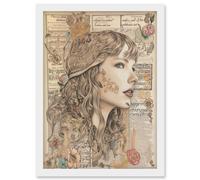 Artery8 Upcycled Music Book Page Singer Portrait Illustration Artwork Framed Wall Art Print A4