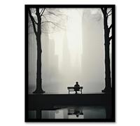 Artery8 Urban Solitude Misty Morning Shanghai Cityscape Artwork Framed Wall Art Print 18X24 Inch