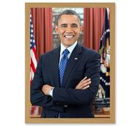 Artery8 Us President Barack Obama Photo Souza Portrait A4 Artwork Framed Wall Art Print