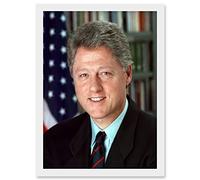 Artery8 US President Bill Clinton Portrait Photo Artwork Framed Wall Art Print A4