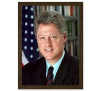 US President Bill Clinton Portrait Photo Artwork Framed Wall Art Print A4 Artery8 Brown One Size