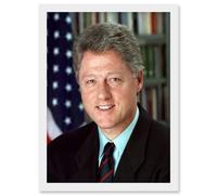 US President Bill Clinton Portrait Photo Artwork Framed Wall Art Print A4 Artery8 White One Size