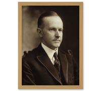 US President Calvin Coolidge Portrait Photo Artwork Framed Wall Art Print A4 Artery8 Light Oak One Size