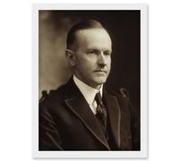 US President Calvin Coolidge Portrait Photo Artwork Framed Wall Art Print A4 Artery8 White One Size
