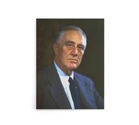 Artery8 US President Franklin D Roosevelt Canvas Wall Art Print in Blue | Size: W18" x H24" Artery8 Blue W18" x H24"