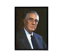 Artery8 US President Franklin D Roosevelt Framed Canvas Wall Art Print in Blue | Size: W18" x H24" Artery8 Blue W18" x H24"