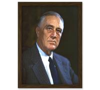 US President Franklin D Roosevelt Portrait Photo Artwork Framed Wall Art Print A4 Artery8 Brown One Size