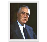 US President Franklin D Roosevelt Portrait Photo Artwork Framed Wall Art Print A4 Artery8 White One Size