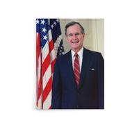 Artery8 US President George Bush Senior Canvas Wall Art Print | Size: W24" x H32" Artery8 Multicolor W24" x H32"