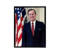 Artery8 US President George Bush Senior Framed Canvas Wall Art Print | Size: W18" x H24" Artery8 Multicolor W18" x H24"