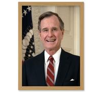 Artery8 US President George H W Bush Portrait Photo Artwork Framed Wall Art Print A4
