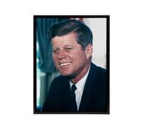 Artery8 US President John F Kennedy JFK Portrait Framed Canvas Wall Art Print | Size: W18" x H24" Artery8 Multicolor W18" x H24"