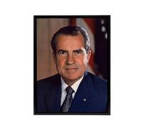 Artery8 US President Richard Nixon Portrait Framed Canvas Wall Art Print in Blue | Size: W24" x H32" Artery8 Blue W24" x H32"