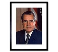Wall Art Print US President Richard Nixon Portrait Photo Artwork Framed 9X7 Inch Artery8 Black W7 inch x H9 inch