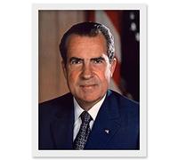 Artery8 US President Richard Nixon Portrait Photo Artwork Framed Wall Art Print A4