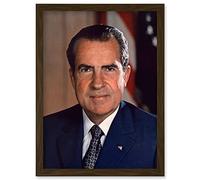 Artery8 US President Richard Nixon Portrait Photo Artwork Framed Wall Art Print A4