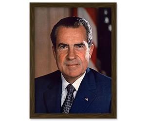 Artery8 US President Richard Nixon Portrait Photo Artwork Framed Wall Art Print A4