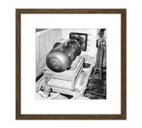 Artery8 USA Atomic Bomb Little Boy Before Hiroshima 1945 8X8 Inch Square Wooden Framed Wall Art Print Picture with Mount in Brown Artery8 Brown