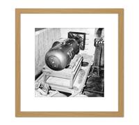 Artery8 USA Atomic Bomb Little Boy Before Hiroshima 1945 8X8 Inch Square Wooden Framed Wall Art Print Picture with Mount in Light Oak Artery8 Light Oak