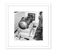 Artery8 USA Atomic Bomb Little Boy Before Hiroshima 1945 8X8 Inch Square Wooden Framed Wall Art Print Picture with Mount in White Artery8 White