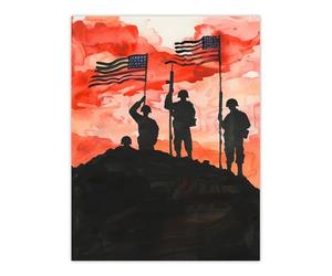 Artery8 USA Marines Flags Victory WWII Iwo Jima Red Sky Man Cave Large Wall Art Poster Print Thick Paper 18X24 Inch