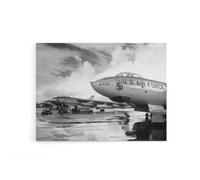 Artery8 USAF 1950 B 47 Stratojet Bomber Aircraft Canvas Wall Art Print in Grey | Size: W12" x H16" Artery8 Grey W12" x H16"