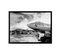 Artery8 USAF 1950 B 47 Stratojet Bomber Aircraft Framed Canvas Wall Art Print in Grey | Size: W12" x H16" Artery8 Grey W12" x H16"