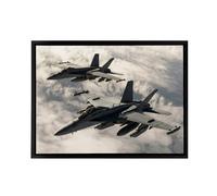 Artery8 USAF F 18 Hornet Jet Fighters Framed Canvas Wall Art Print in Grey | Size: W12" x H16" Artery8 Grey W12" x H16"