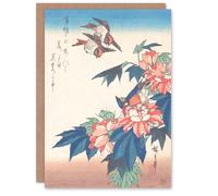Artery8 Utagawa Hiroshige Art Card Egret In Iris & Grasses in Blue Artery8 Blue