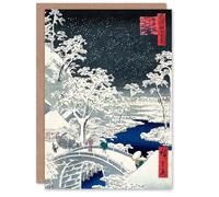 Artery8 Utagawa Hiroshige Art Card Meguro Drum Bridge & Sunset Hill in Blue Artery8 Blue