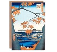 Artery8 Utagawa Hiroshige Japanese Art Card Maple Trees Tekona Shrine and Linked Bridge