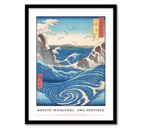 Artery8 Utagawa Hiroshige Naruto Whirlpool Awa Province Framed Wall Art Print in Blue | Size: W12" x H16" Artery8 Blue W12" x H16"