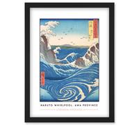 Artery8 Utagawa Hiroshige Naruto Whirlpool Awa Province Painting Artwork Framed Wall Art Print A4 in Black Artery8 Black